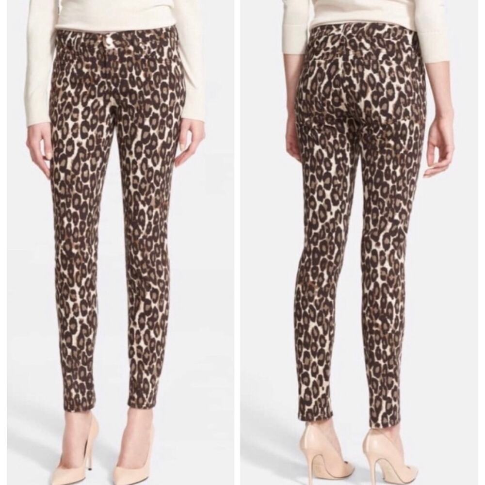 Kate Spade Broome Street Leopard Print Slim Fit Jeans 28 Pinup Rocker Chic EUC